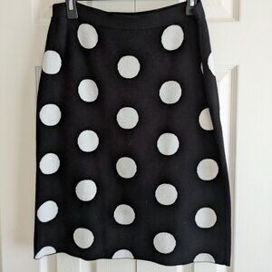Ann Taylor Factory Sweater Skirt, Black with White Dots, Size M